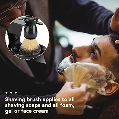 HERCHR Shaving Kit for Men, Shaving Brush and Bowl Mens Shaving Kit 3 in 1 Mens Shaving Brush Set Shaving Accessories Men Safety Shaving Stand Shave Brush Shaving Bowl Portable Shave Brush Kit