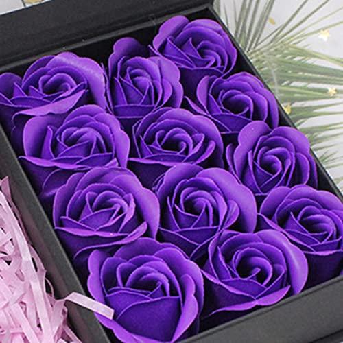 Bluelans Floral Scented Bath Spa Soap Rose Flower Petals Gift Set, Rose Soap Flowers Gifts for Women, Guest Soap Shaped Petals for Women Gifts, Mum Gifts, Valentines Gifts, Birthday Gifts for Her Purple