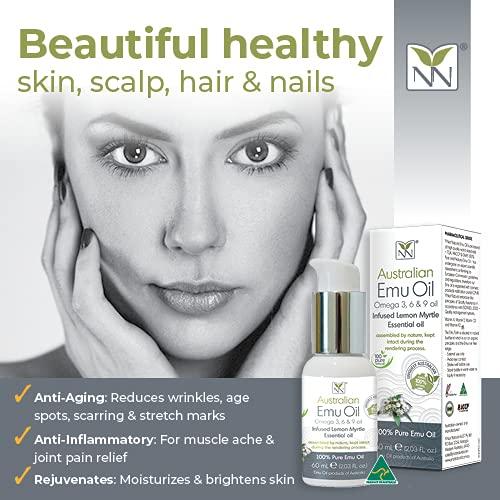 YNN Y-Not-Natural Y-Not Natural Ultra Pure Australian Emu Oil 60 mL - Luxury, Hospital Grade | Free Range Aboriginal Omega 3, 6 & 9 Oil Infused with Lemon Myrtle - Ultimate Moisturizer for Skin, Hair, Nails, and Scalp
