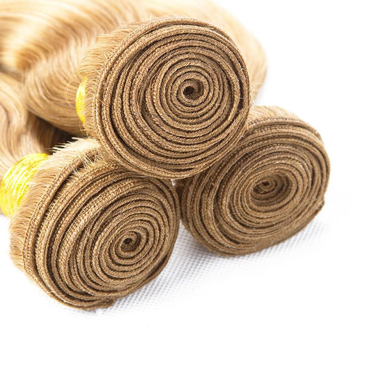 HeioWuio P27/613 Deep Wave Hair Bundles Grade 8A Virgin Hair Weave 3 Bundles For Women Unprocessed Brazilian Remy Hair Bundles Human Hair Bundles 20 22 24 Inch