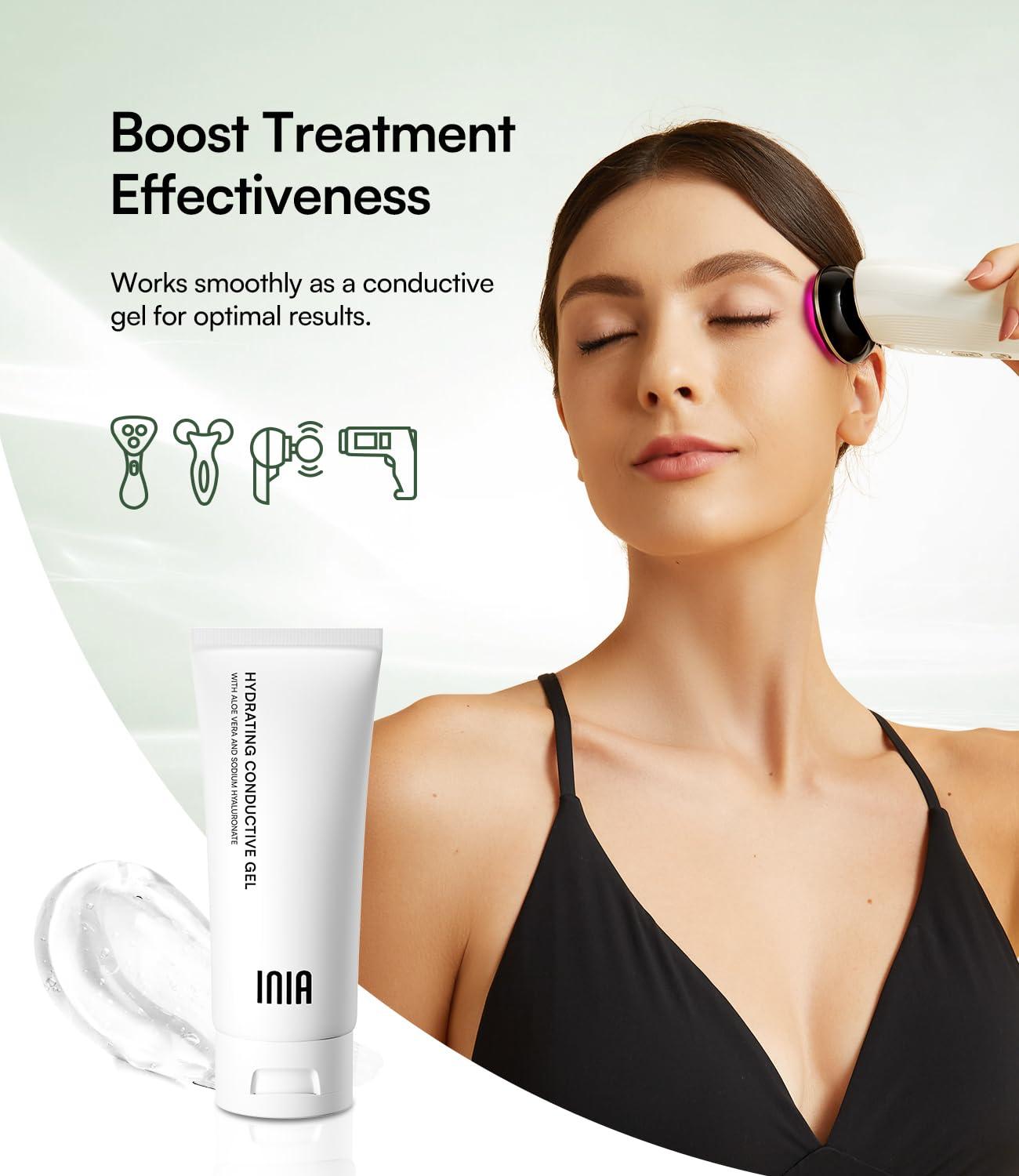INIA INIA Microcurrent Facial Device Beauty Device with 1 Pcs 2.11 and 10.56 Fl Oz Conductive Gel for Facial and Body Skin Care