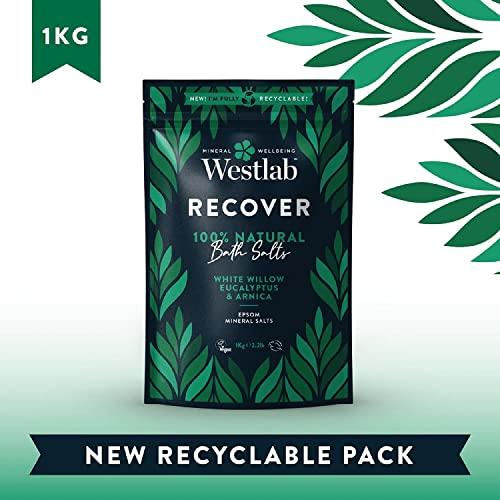 Westlab Westlab - 1kg - Recover Epsom Salts Infused with White Willow & Eucalyptus - Soothe Sore Muscles and Boost Recovery - Resealable Pouch