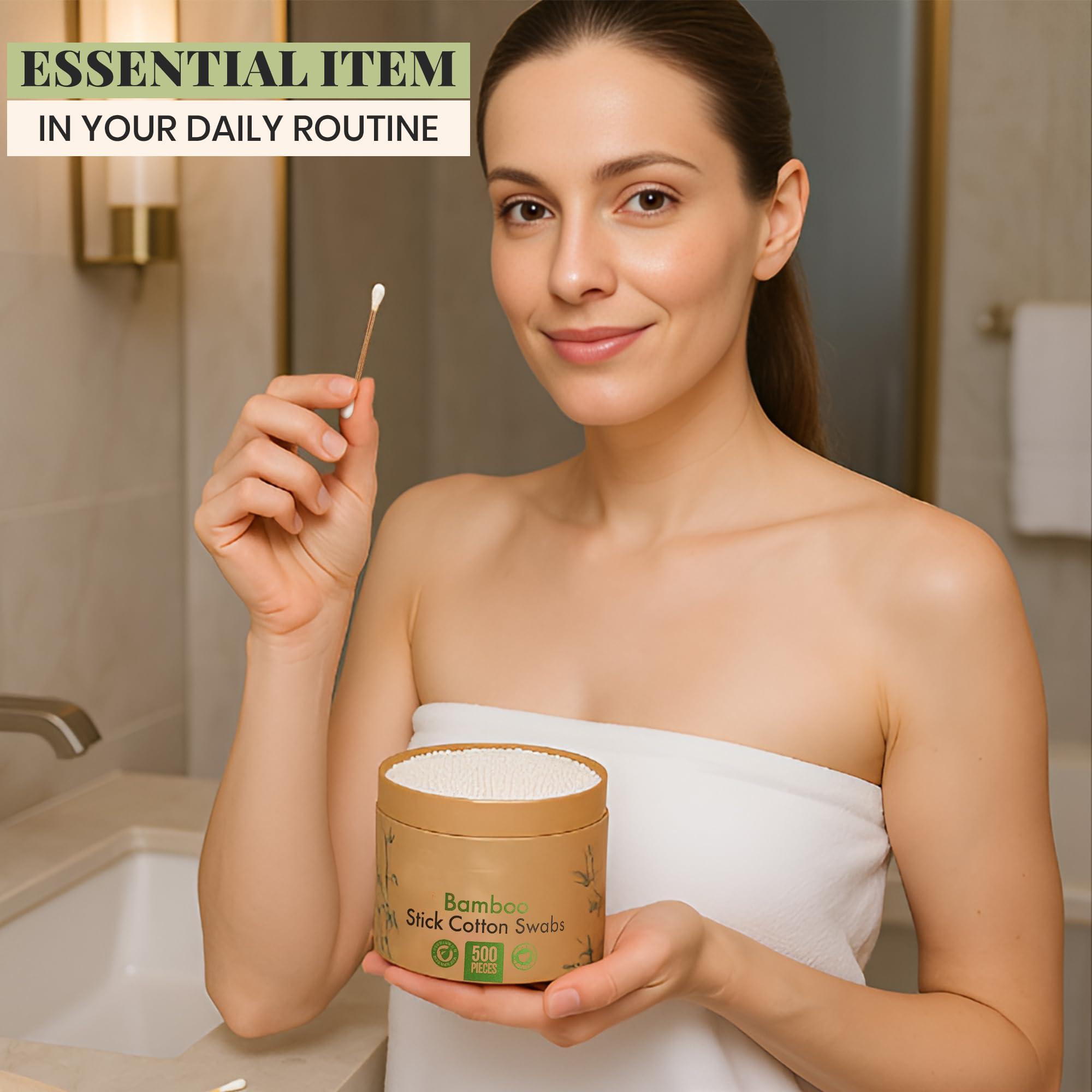 Beautiful Mind Beautiful Mind Bamboo Cotton Swabs for Ears  500 Pack  Qtips with Carbonized Bamboo for Durability  Eco-Friendly, Biodegradable & Vegan  100% Organic Cotton Ear Swabs for Makeup