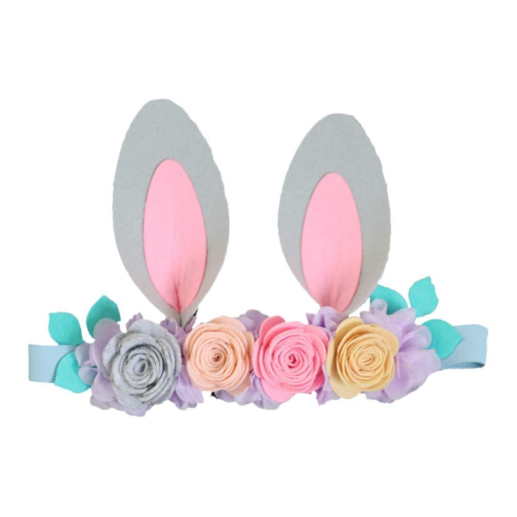 ABOOFAN ABOOFAN Easter Party Headband Baby Headband Easter Headband Kids Headbands Baby Bunny Ears Headband Rabbit Ear Headband Bunny Ears Hairband Hair Ties Kids Flowers Child Flower Headdress