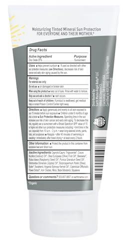 Earth Mama Earth Mama Tinted Mineral Sunscreen Lotion SPF 40, Contains Organic Argan and Red Raspberry Seed Oil, 3-Ounces, 2-Pack