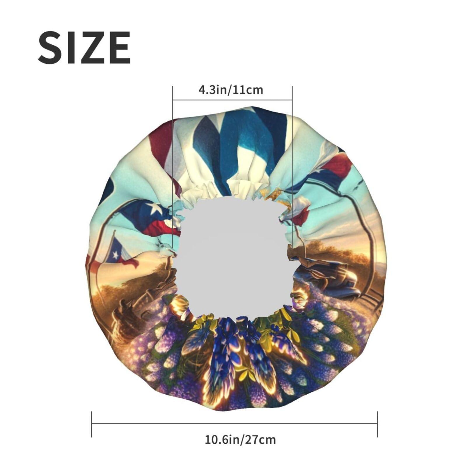 Augenstern Women Reusable Shower Cap Texas-Pride-Star Double Layers Waterproof Elastic Band Bath Hair Hat Stretch Hem Hair Hat