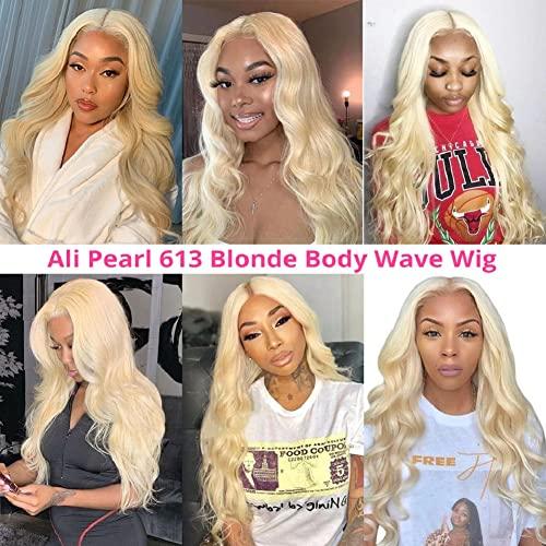 Ali Pearl Ali Pearl AliPearl Hair Wig #613 Blonde Body Wave 13x4 Lace Front Wigs Human Hair Pre Plucked For Black Women Brazilian Virgin Hair Glueless Transparent Lace Frontal Wig Lace Wigs (18inch)