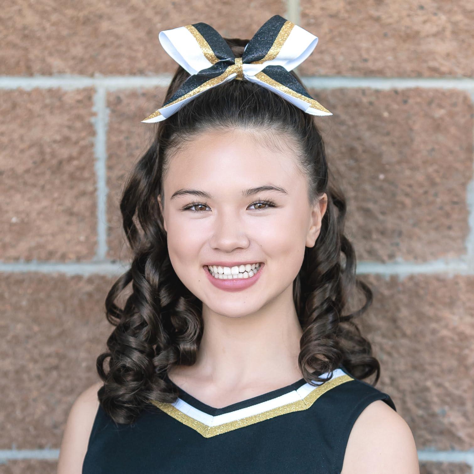 GIRLY CURLS GIRLY CURLS Cheerleader Curly Hairpiece Champ 18\" Cheer Ponytail for Girls (Brownie)