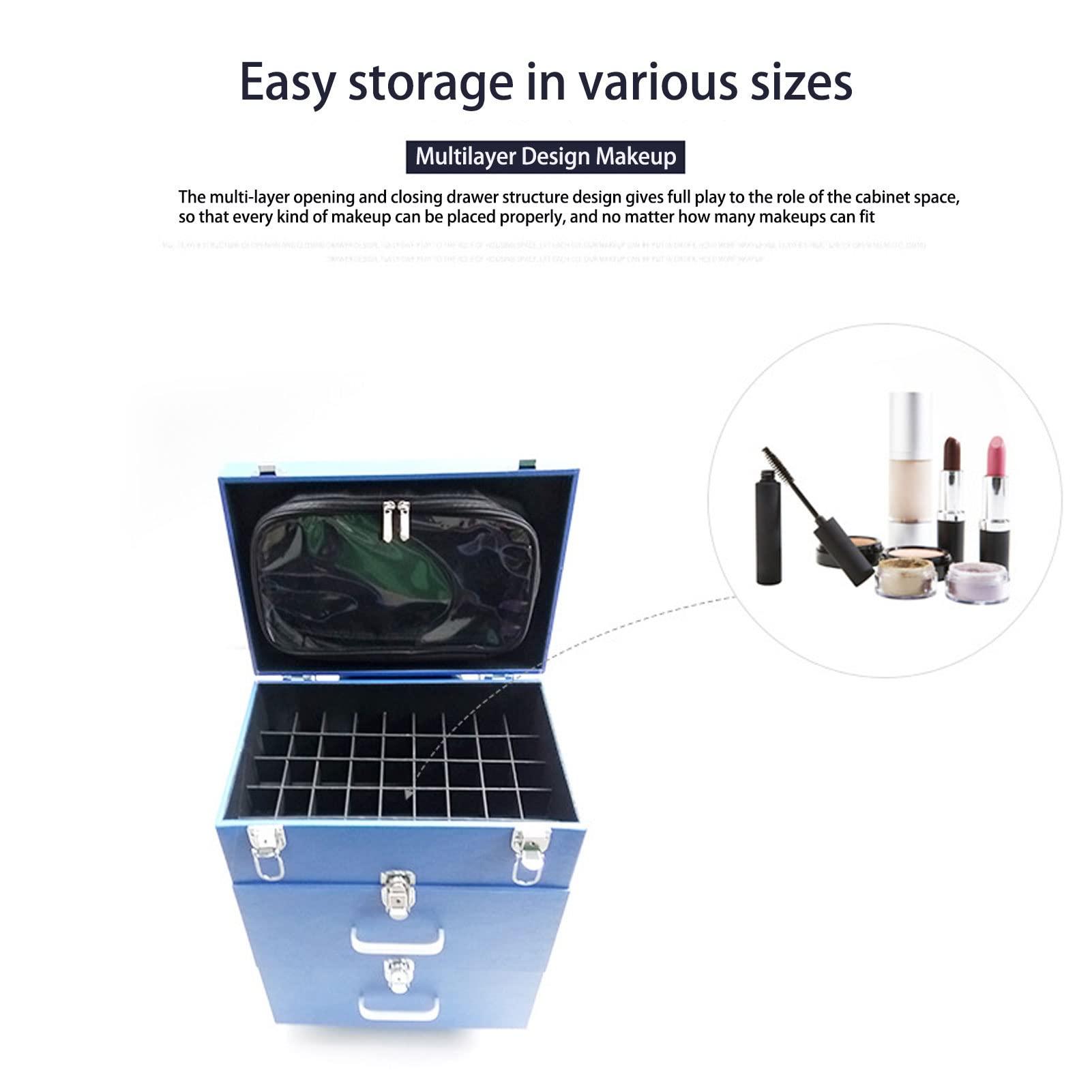 DWLOMHE DWLOMHE Makeup Case Portable Rolling Studio, Large Vanity Case with Safe Lock Wheeled Organizer, Travel Beauty Vanity Handle Case