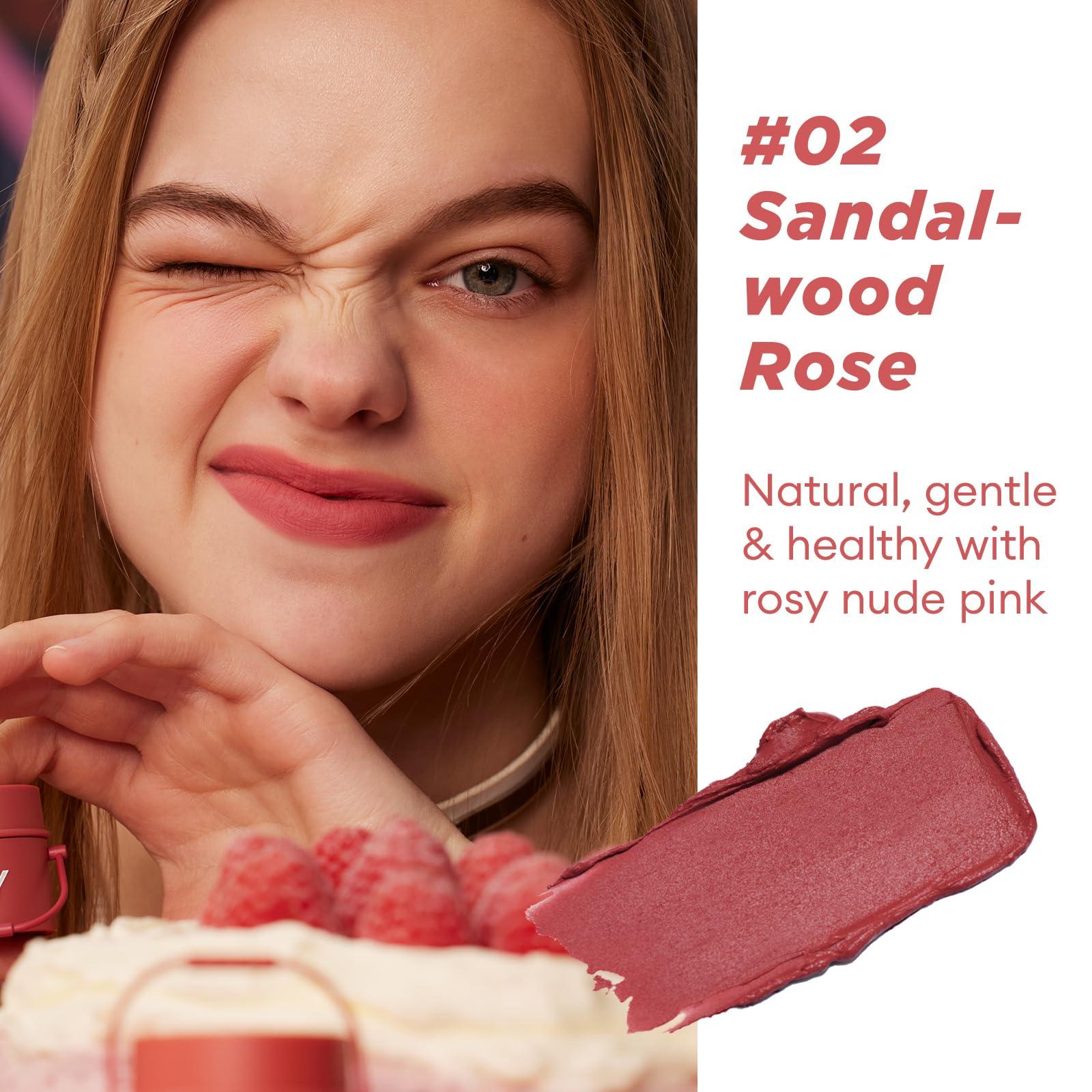 ITY ITY Velvet Matte Finish Lip Stain-Mousse Textured Pudding Pot Lip Clay with Brush, Nude Shade, Dual-Use as Lipstick and Blush, Conceals Lip Lines, Rich Pigment, 0.21 oz (6g) in Sandalwood Rose