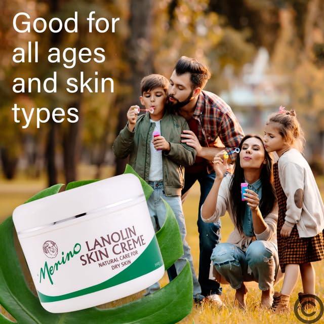 Merino Skin Care Dry Skin Lanolin Cream for Cracked Heels, Elbows and Soft Hands (500g/17.63 oz) Large Jar