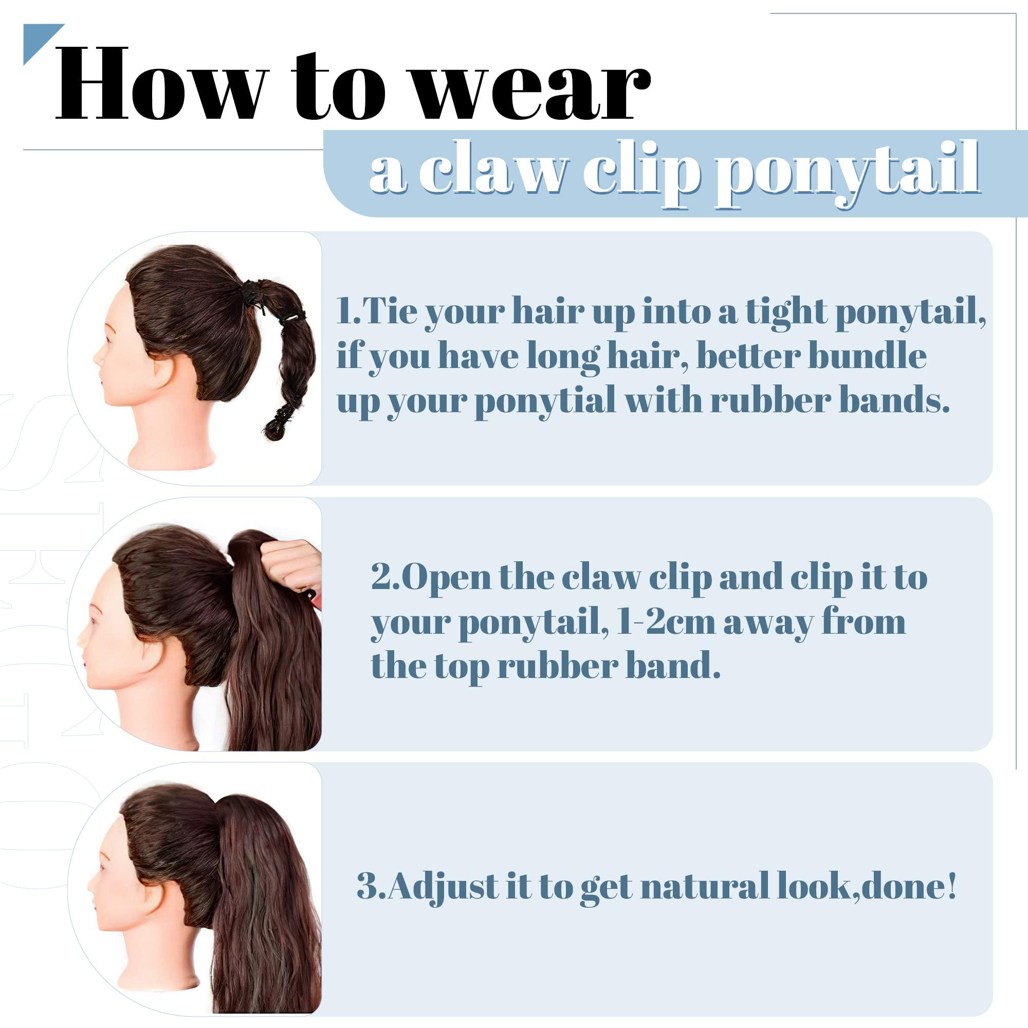 SEGO SEGO Claw Clip Ponytail Extension Human Hair Clip in Ponytail Hair Extensions 100% Real Human Hair Pony Tails Hair Extensions Long Straight For Women Jet Black 18 Inch 115g