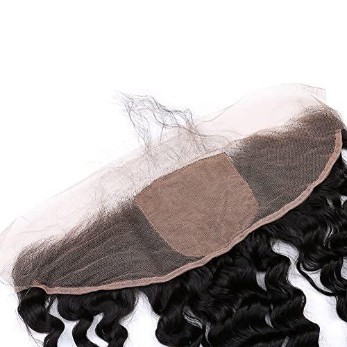 sent hair Sent Hair One Donor Top Grade 13x4 Silk Base Lace Frontal Closure Human Hair with Baby Hair Curly Wave Brazilian Virgin Hair Closure Free Part Natural Color Bleached Knots 18 inch