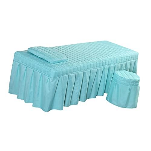 Tongina Tongina Massage Hotel Table Bed Skirt Valance Sheet with Breath Hole Pillow Case Stool Cover for Beauty Salon, Blue