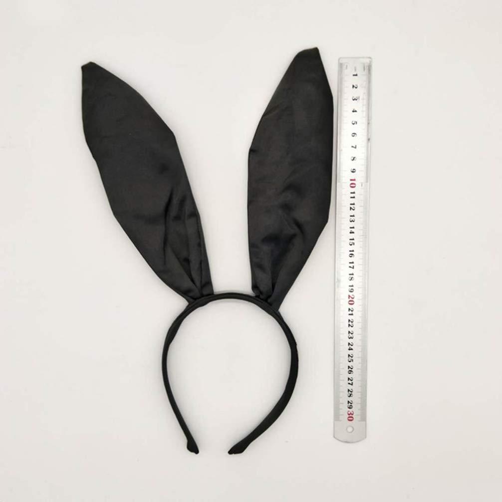 Lurrose Lurrose 4 Pcs Black Bunny Ears Headband Rabbit Ear Headband Animal Ear Headband, Easter Ear Hair Band Halloween Ears Headband
