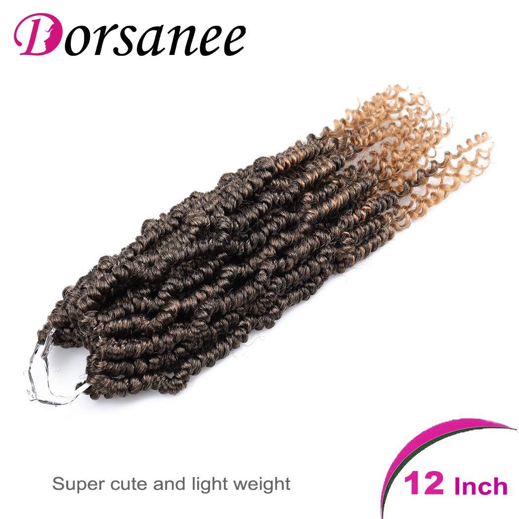 Dorsanee Bomb Twist Crochet Hair 12 Inch 6 Packs Mini Passion Twist Crochet Hair for Black Women Pre-looped Spring Twist Crochet Braids Nubian Twist Synthetic Hair Extension (T27#)
