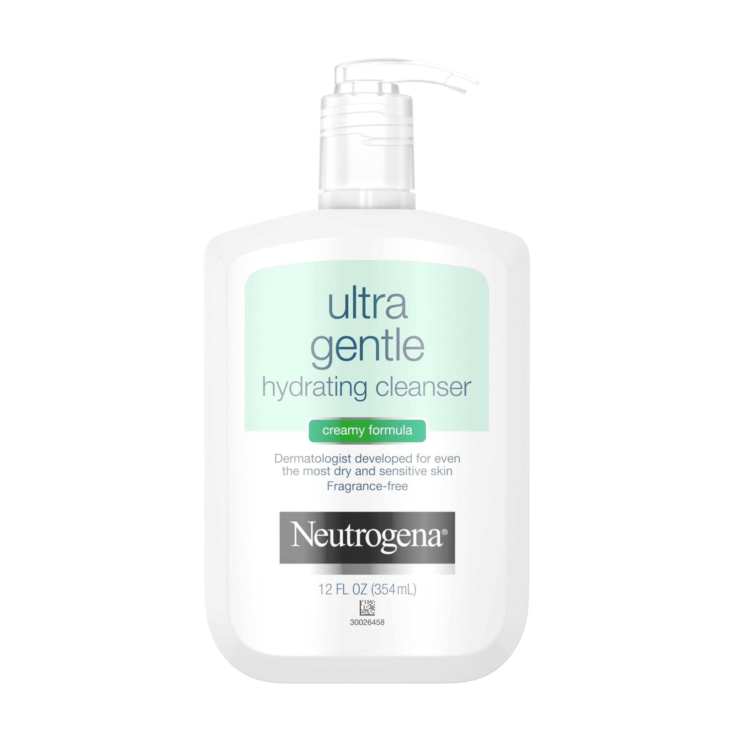 Neutrogena Neutrogena Ultra Gentle Hydrating Facial Cleanser, Non-Foaming Face Wash for Sensitive Skin, Gently Cleanses Face Without Over Drying, Oil-Free, Soap-Free, Fragrance-Free, 12 fl. oz