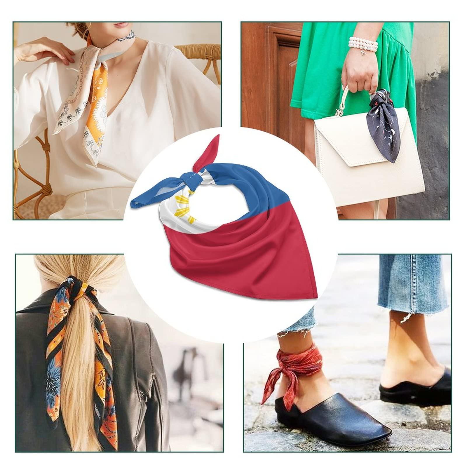 Calculay Calculay Philippines Flag Bandana Turban Headband Head Wrap Square Wristband Decorative Hair Accessories 25\"x25\"