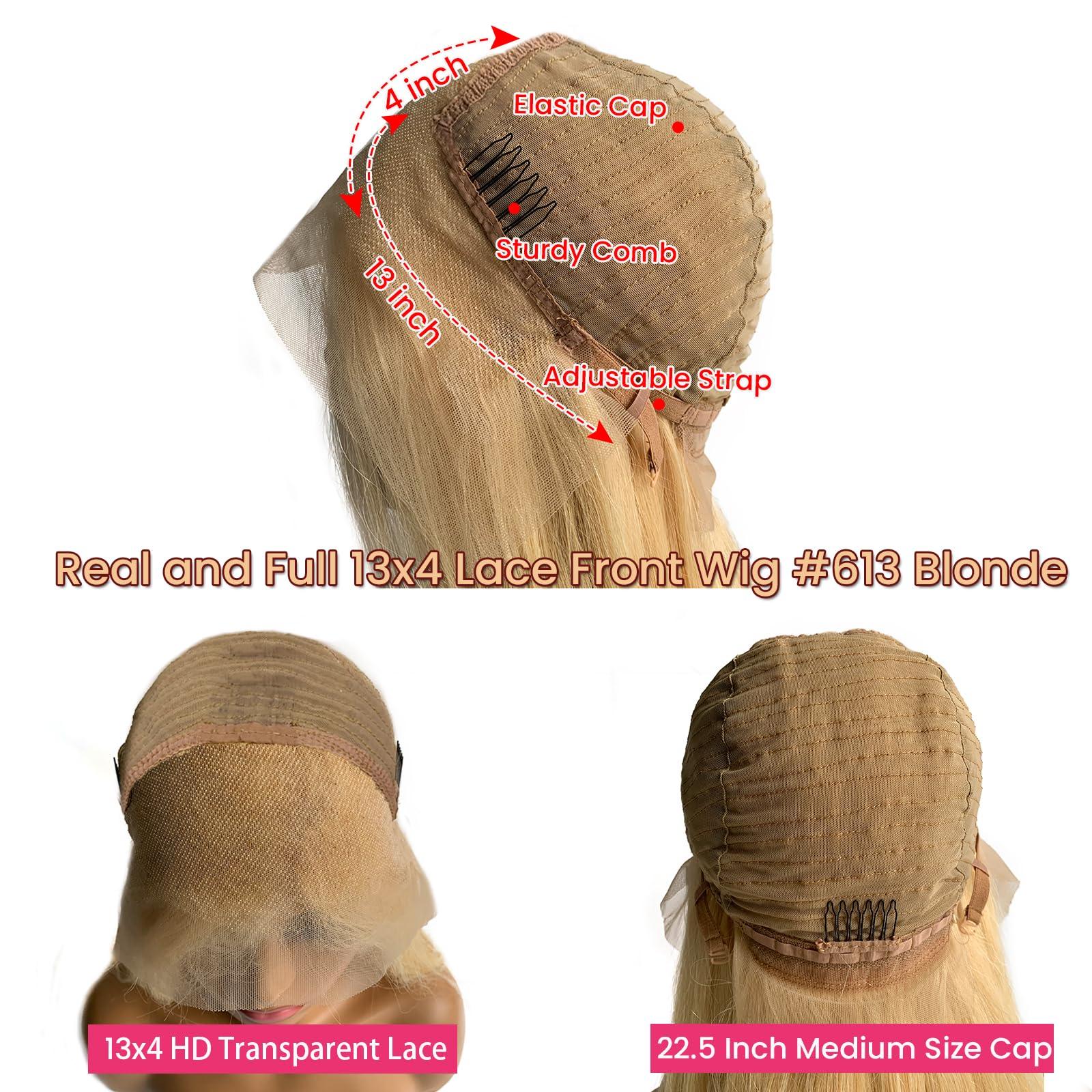 Licoville 613 Lace Front Wig Human Hair 180% Density 13x4 613 Human Hair Wig Full Thick Straight 22 Inch 613 HD Lace Frontal Wig Pre Plucked Bleached Knots Blonde Human Hair Lace Front Wigs for Black Women