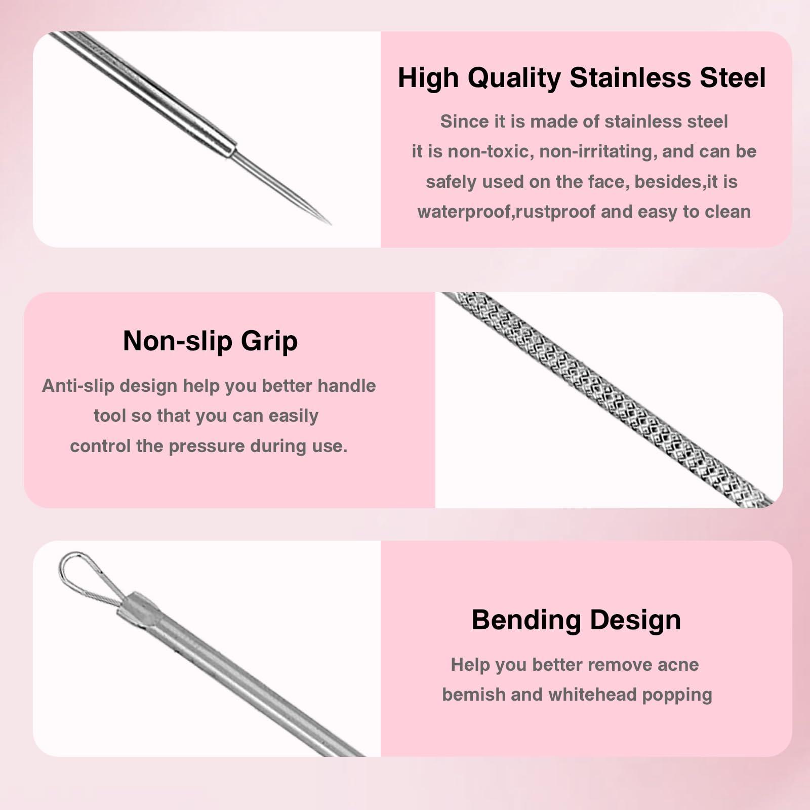 PrajnaQY Blackhead Remover Tools,Visible Pimple Popper Extractor Tool Kit with Visible Camera for Blemish, Whitehead Popping, Rechargeable Blackhead Extractor Tool for iPhone, iPad & Android (Pink)