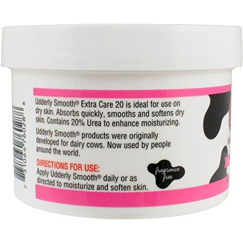 UDDERLY SMOOTH Udderly Smooth Extra Care Cream with 20% Urea for dry skin, Unscented, 8 Ounce, 2 Count