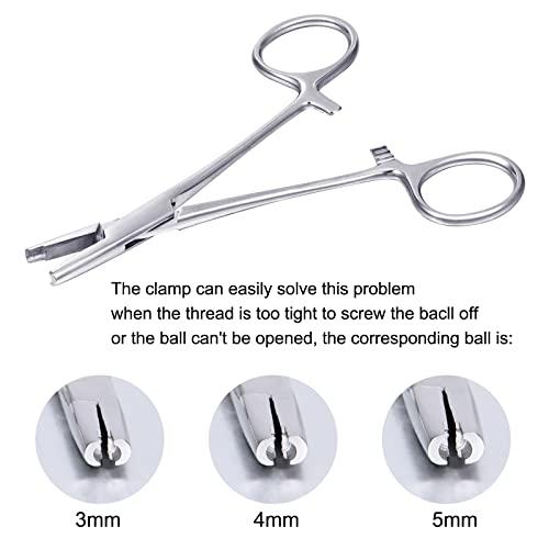 DJCIW DJCIW 5mm Jaw Piercing Ball Removal Tool,Stainless Steel Dermal Anchor Forceps for Dermal Tops Unscrew or Screw Ball Pliers for Nose Septum Earrings Lip Ring