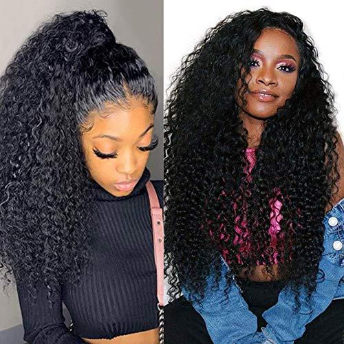 RJ HAIR Full 250% Density Kinky Curly U Part Wigs For Women Brazilian Glueless Human Hair U Part Wigs Middle Part Curly Wig (20inch, 180% Density)
