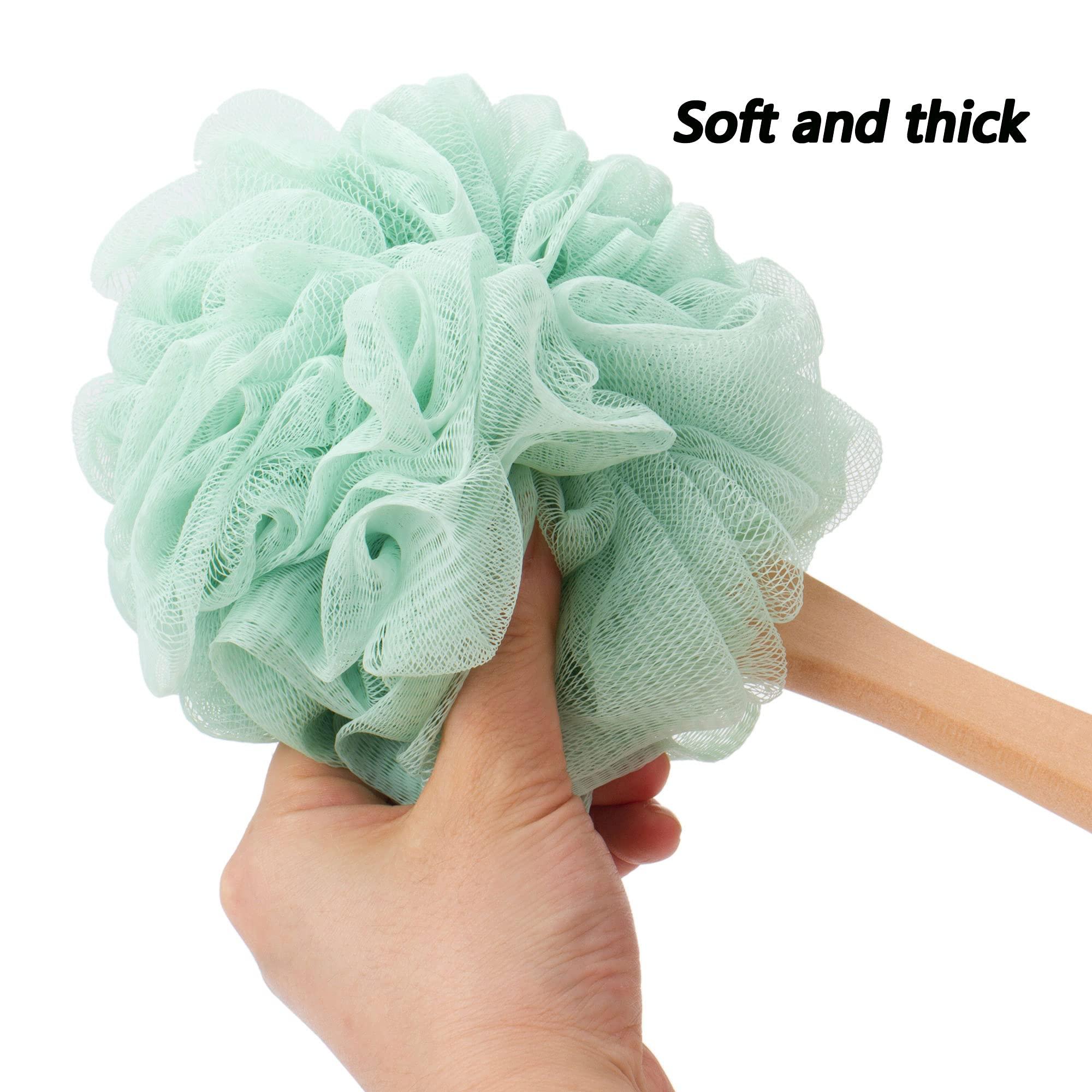 Arswin Arswin Loofah Sponge Back Scrubber, Wooden Long Handle Bath Sponge Lufa Shower Brush, Soft Nylon Mesh Back Cleaner Washer, Men & Women Exfoliating Luffa Pouf on a Stick for Body (Green)