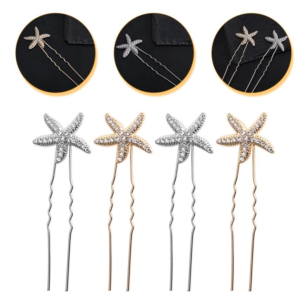 LALAFINA 4pcs Ocean Double Hairpin Wedding Hair Clips Star Clips Hair Pins for Wedding Hairstyles Hair Pin for Women Hair Accessories Wedding Headband Star Barrettes Hair Pins for Buns