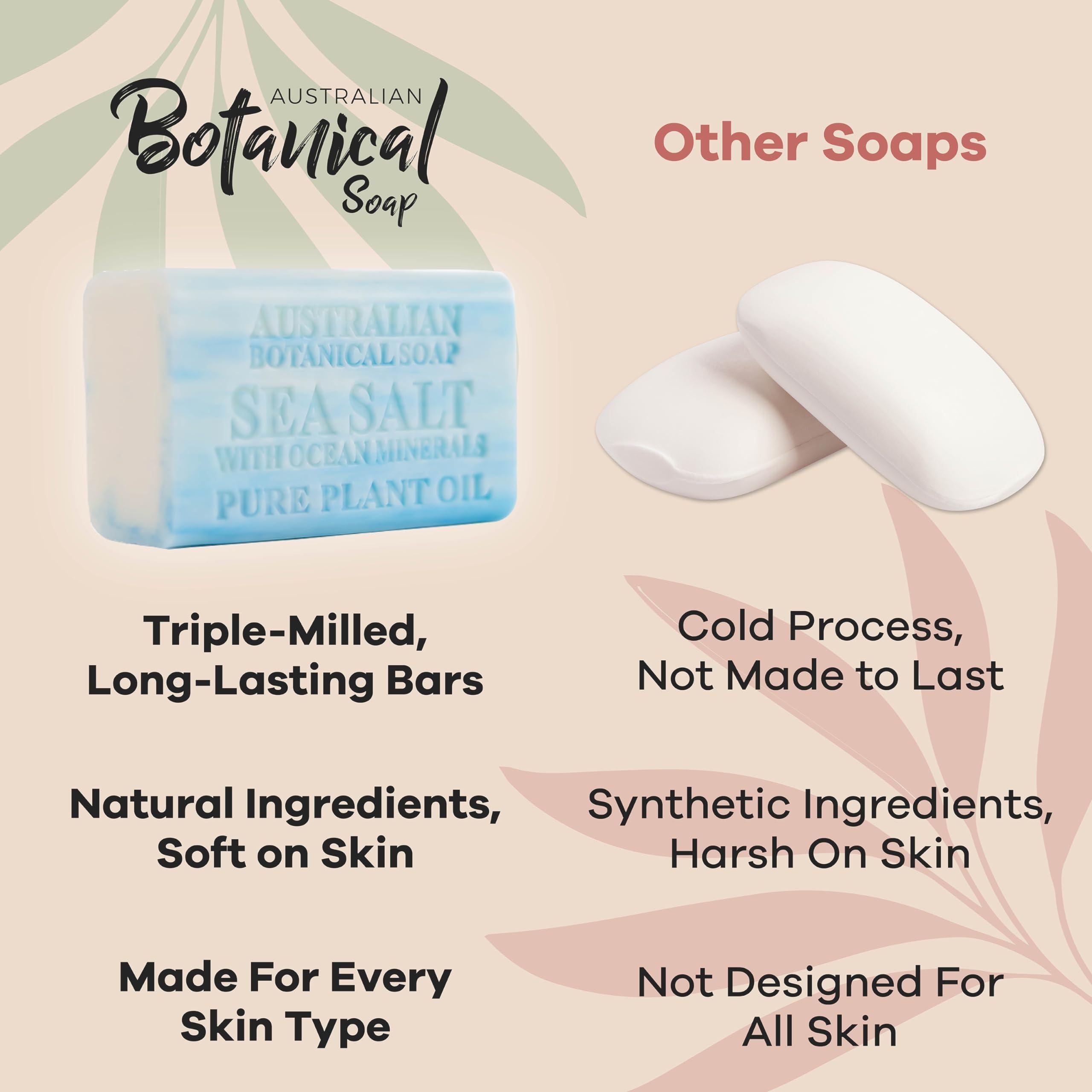 Australian Botanical Soap Australian Botanical Soap, 6.6 OZ, Triple Milled Bars made with Pure Plant Oil, a Natural Soap Base and Enriched with Organic Shea Butter, for Men, Women and All Skin Types, Variety Pack of 8