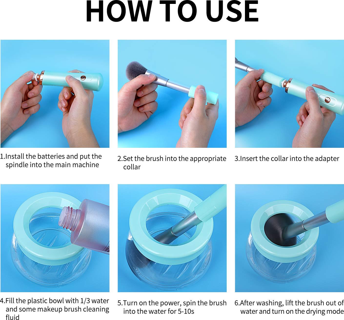 senbowe Senbowe Upgraded Makeup Brush Cleaner and Dryer Machine, Super-Fast Electric Brush Cleaner Machine with 8 Size Rubber Collars, Automatic Brush Cleaner Spinner Makeup Brush Tools