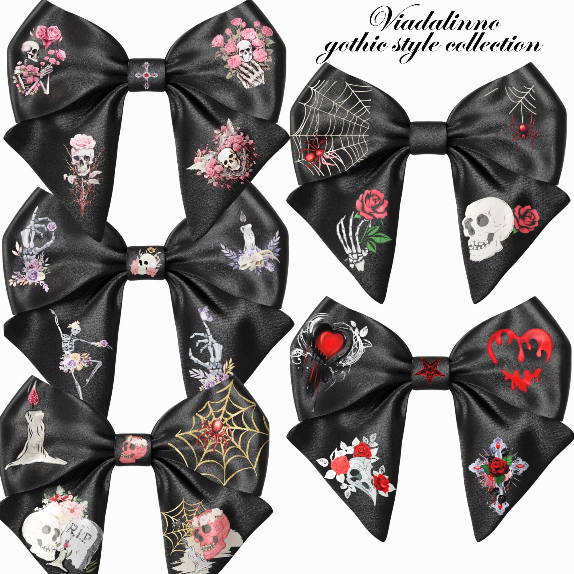 VIADALINNO Black Hair Bow Clip Gothic Emo Alt for Teens Woman Girl Halloween