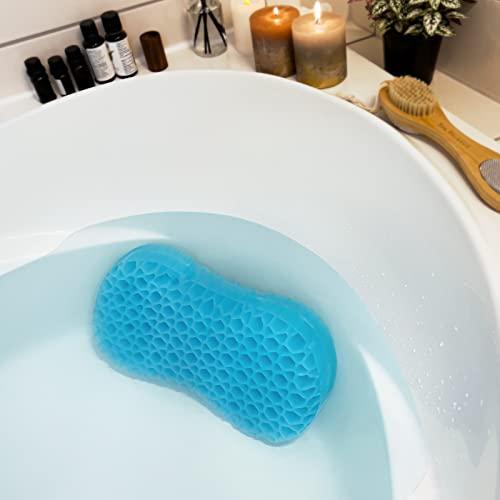 Sunlit Sunlit Bath Jello Gel Bath Pillows, Lumbar Pillow for Bathtub, Back Support Pillow, Gel Pillow with Non-Slip Suction Cups for Lumbar, Back Rest Support, Fits Curved or Straight Back Tubs, Aqua