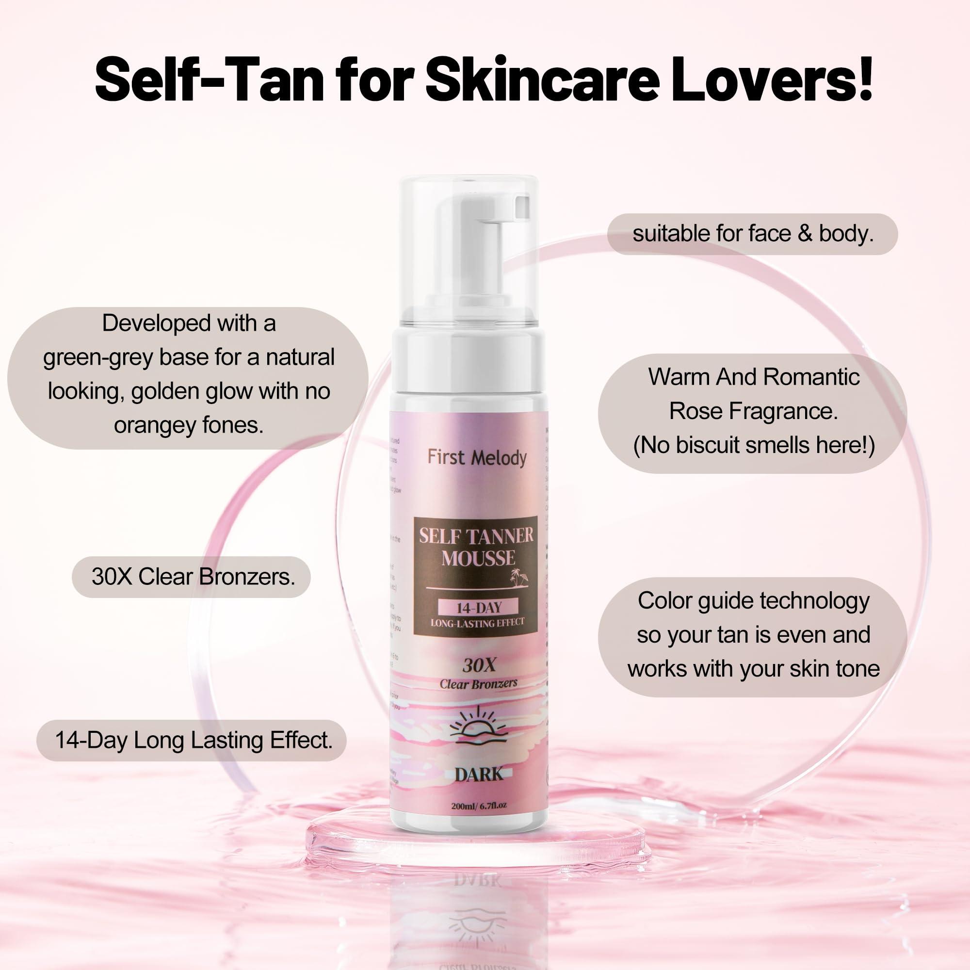 First Melody Self Tanner Mousse - Medium to Dark Gradual Self Tanner Foam, Sunless Tanner, Natural Self Tanner Mousse (Mousse-2)