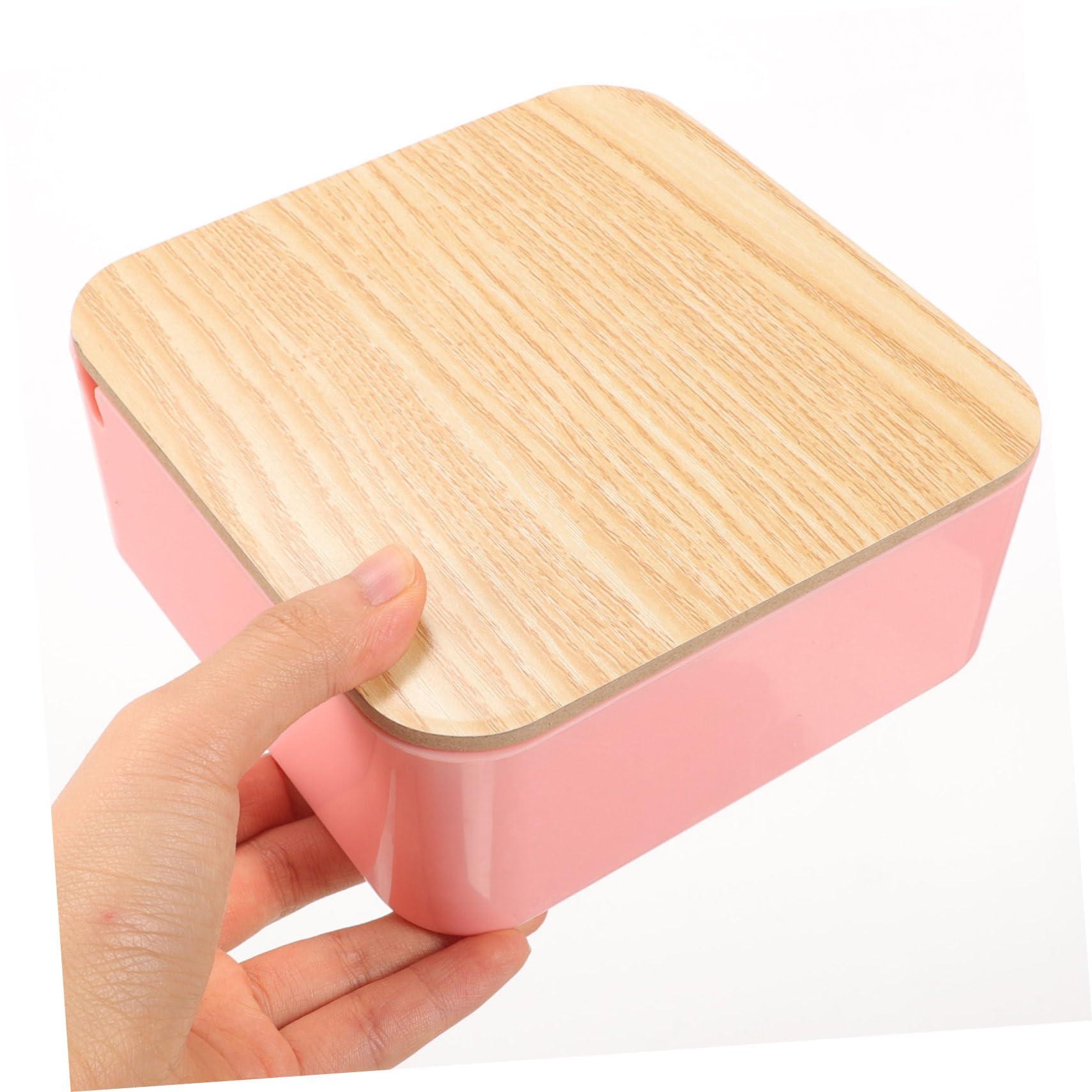 HAPINARY HAPINARY Bamboo Makeup Mirror Storage Box Clamshell Design for Student Ladies Reflection Random Color