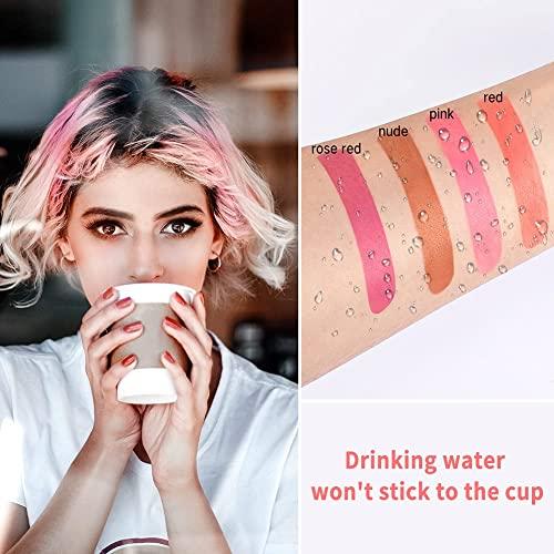 PICKX PICKX 20Pcs Cotton Swab Tattoo Lipstick, Tattoo Lipstick Cotton Swab Lip Tint, Waterproof and Long Lasting Liquid Non-Stick Portable Lip Gloss (Pink)