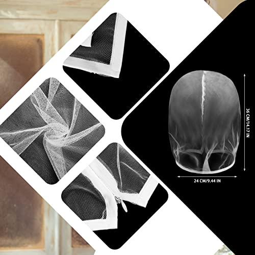 Loopeer 6 Pcs Makeup Protector Hood Washable Light Airy Nylon Chiffon Makeup Hood Zipper Closure Reusable Make up Face Cover for Women Girls Beauty Weddings (White)