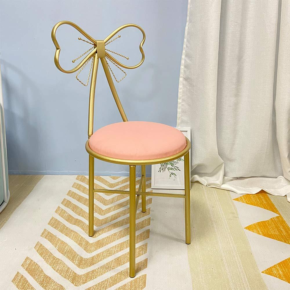 Axonl Modern Vanity Chair for Makeup Room, Set of 2 PU Leather Cute Butterfly Stool Chairs with Metal Legs, Bow Vanity Chair with Back Dressing Chairs for Bedroom, Dressing Room, Nail Salon, Pink