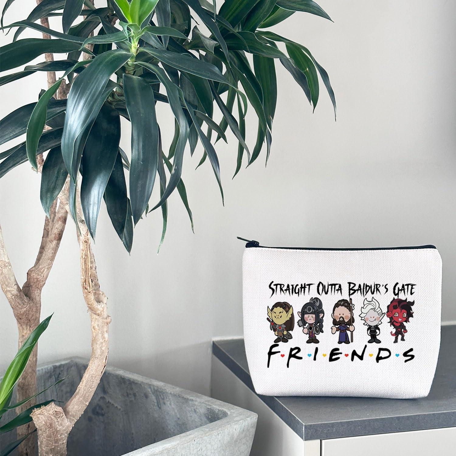 WCGXKO WCGXKO Novelty Gamer Gift Straight Outta Baldurs Gate Zipper Pouch Makeup Bag (B-Outta Baldur Gate), beige