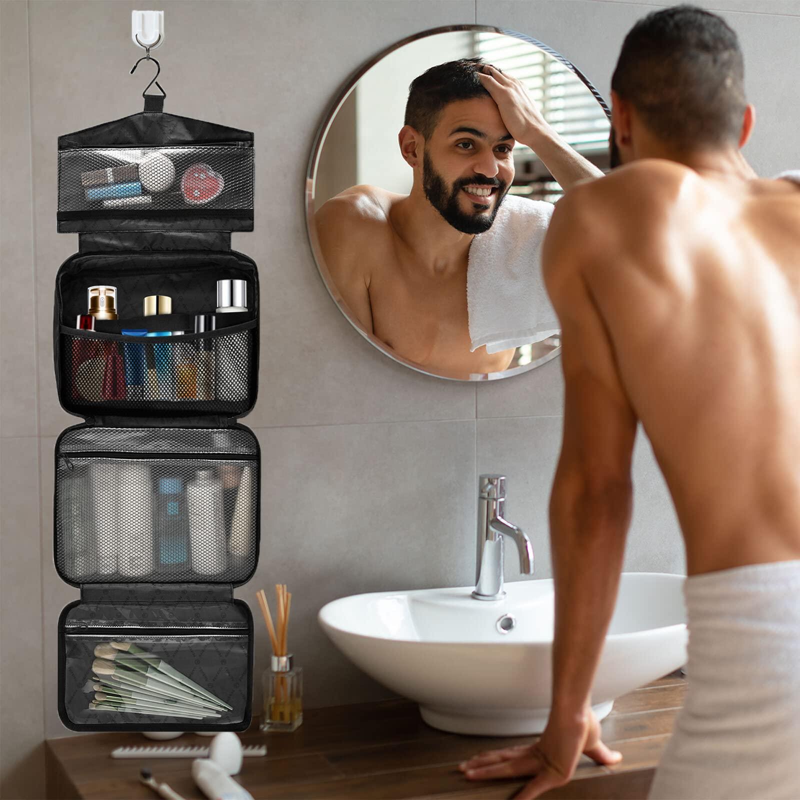 ZZKKO ZZKKO Travel Toiletry Bag for Men Retro World Map Hanging Travel Toiletry Bag Organizer Mens Toiletries Bag for Bathroom Water Resistant Multiple Compartments Large