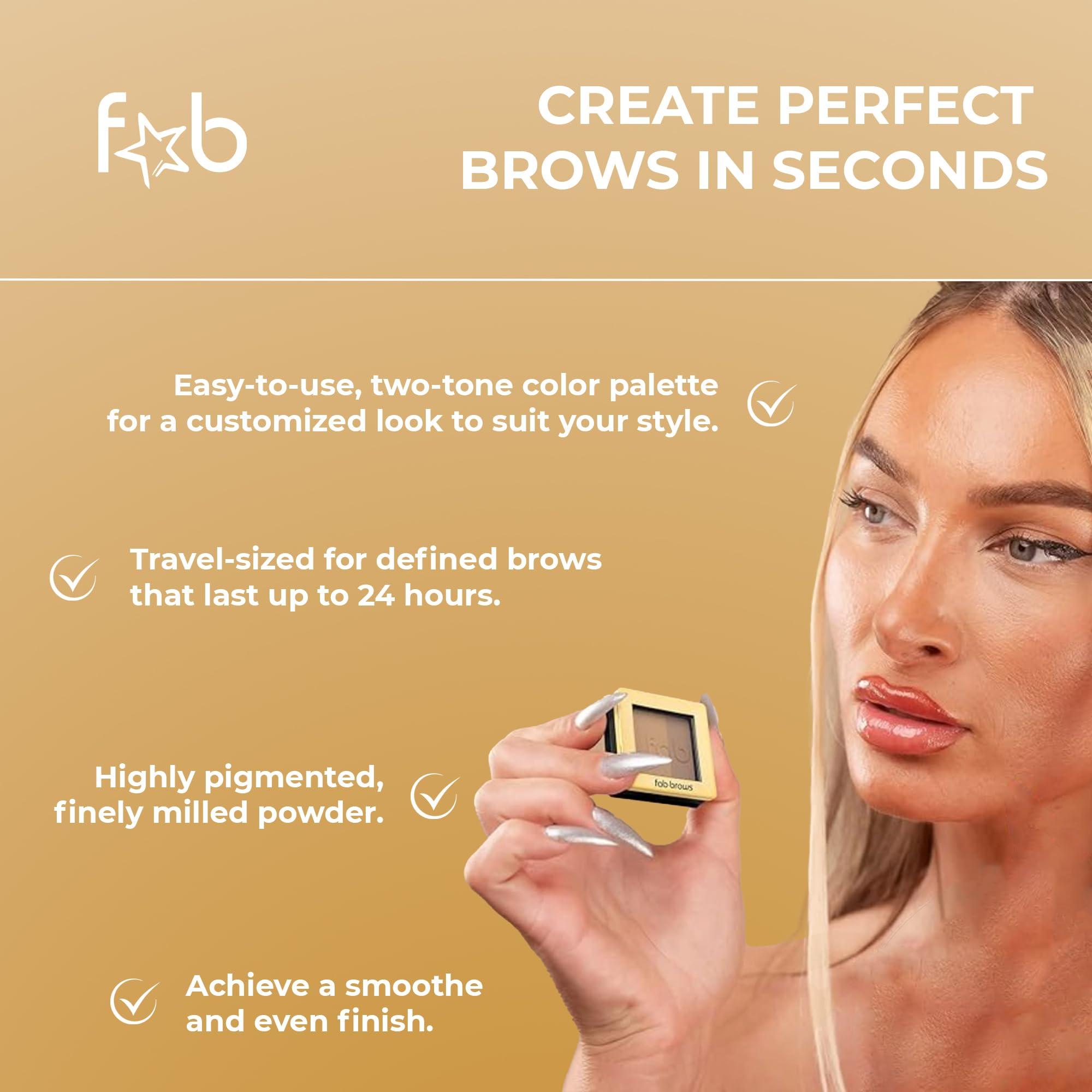 Fab Brows Lux Eyebrow Kit Refill Powder - Soft and Natural Eyebrow Definition for Slate/Black Brows On-The-Go