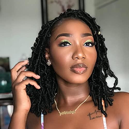 ToyoTress Toyotress Butterfly Locs Crochet Hair - 10 inch 7Pcs Natural Black Pre-twisted Distressed Crochet Braids, Short Bob Faux Locs Pre-looped Synthetic Braiding Hair Extensions (10 Inch, 1B-7P)