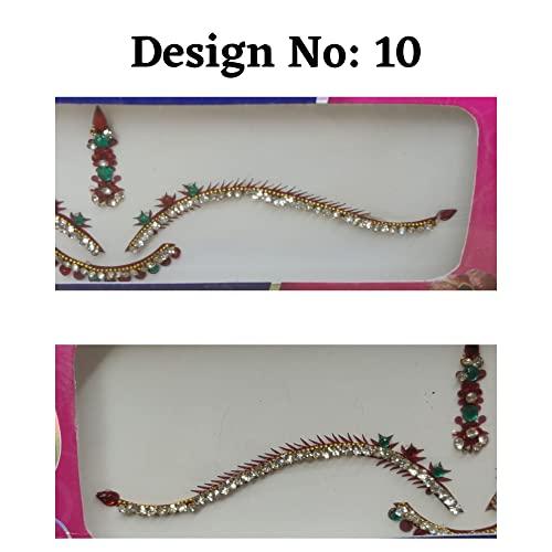 AtoZ India Cart AtoZ India Cart Decorative Bridal Bindi Women Sticker Bindi Designer Bindis Body Sticker for Bride Long Forehead Bindi Face Tattoo Stickers Bollywood Bindis Crystal Long Bindis Face Jewels (Design No.