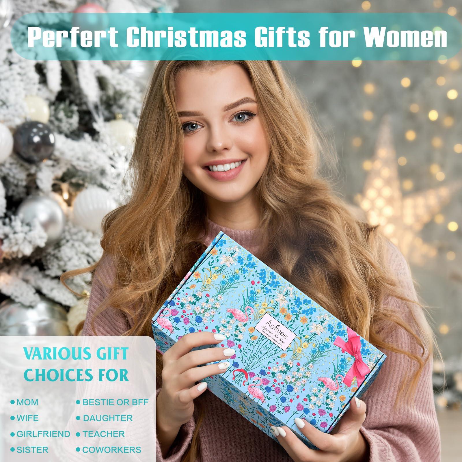 Aofmee Birthday Gifts for Women, Spa Gift Baskets for Women Mom Her Wife Best Friends Girlfriend Teen Girls Sister Teacher Nurse, Unique Blue Self Care Relaxing Gifts for Christmas Valentines Mothers Day