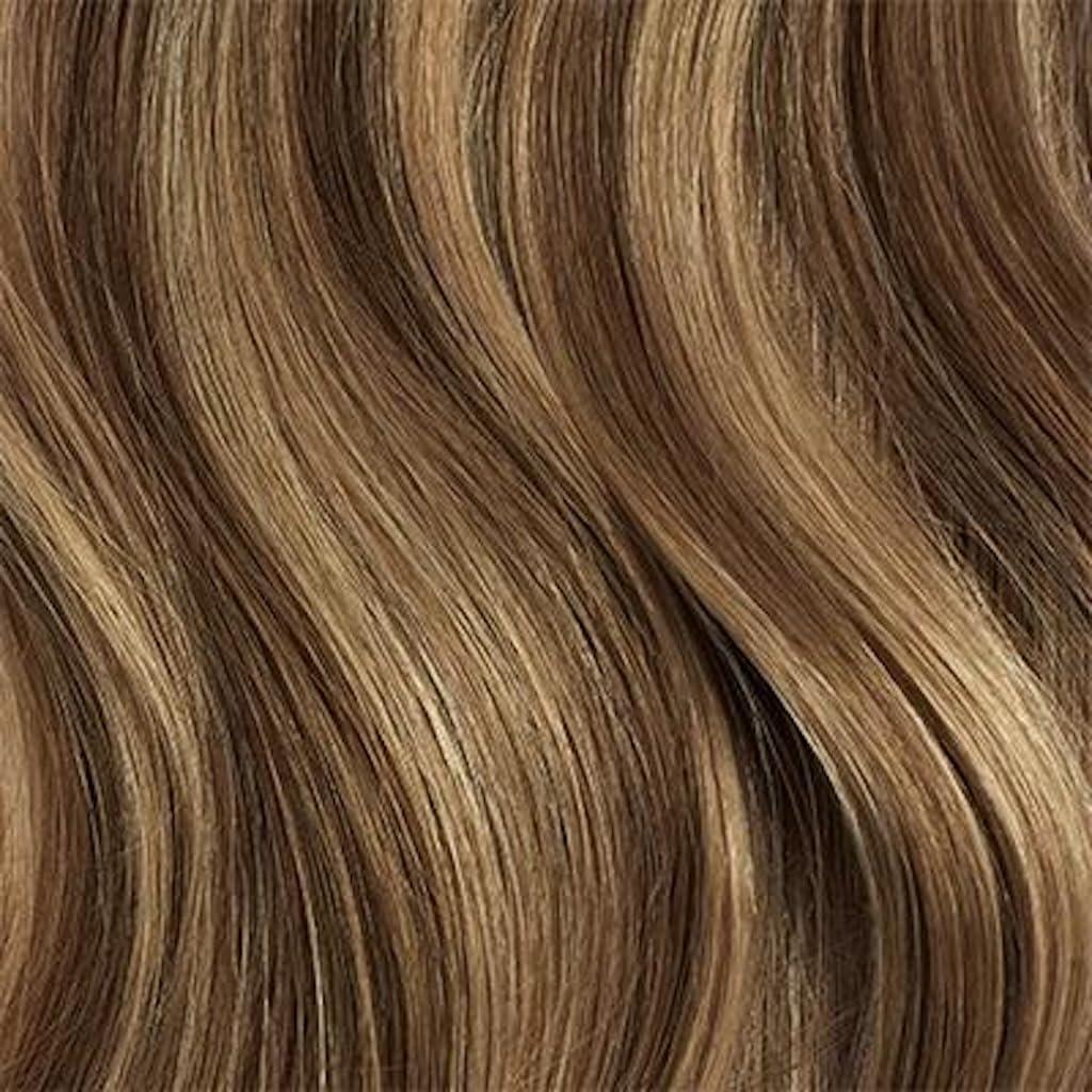 Luxy Luxy Hair 24\" Chestnut Brown Highlights Classic Clip-In Hair Extensions (240 grams) 100% Remy Human Hair, Natural,Volume, 10-Piece Set, Blends Easily