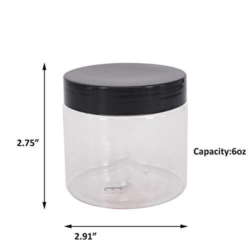 zmybcpack 24 Pack 6 OZ Clear Plastic Slime Jars With Screw Lids, A Spatula, A Pen &Labels - Craft Storage Containers/Storage Favor Jars/Travel Jars For Cosmetic, Body Sugar Scrubs by ZMYBCPACK