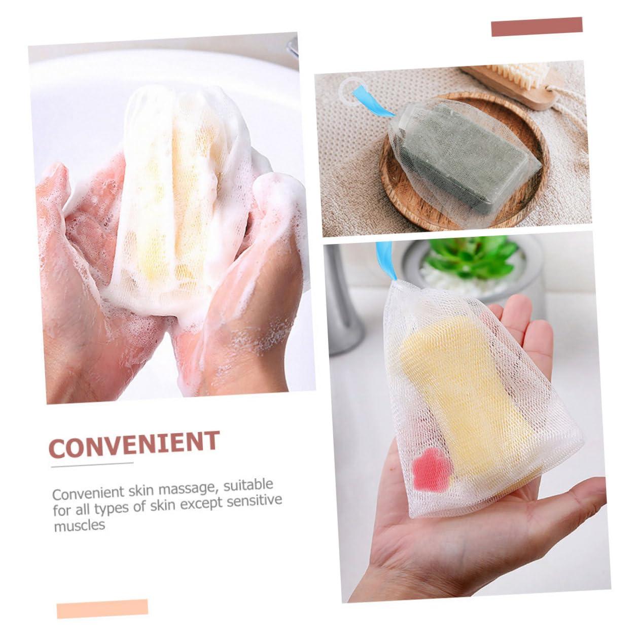 Housoutil Housoutil 6 Pcs Foaming Net Dispenser Soap Holder Soap Mesh Holder Soap Sleeve Giant Wands Small Mesh Bags Drawstring Travel Soap Case Leakproof Small Soap Bag Acid Soap White or