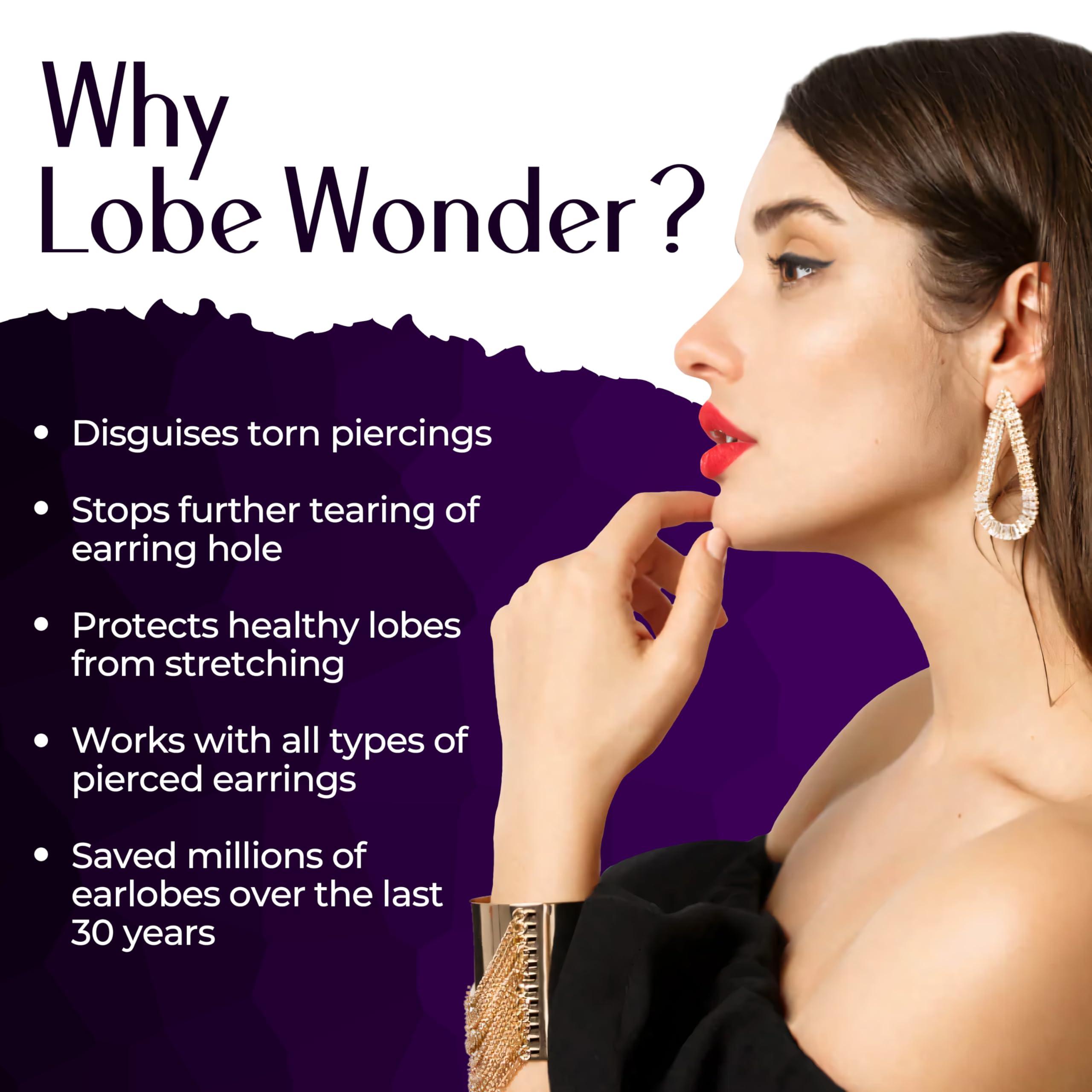 Lobe Wonder Lobe Wonder - The ORIGINAL Ear Lobe Support Patch for Pierced Ears - Eliminates the Look of Torn or Stretched Piercings - Protects Healthy Ear Lobes from Tearing - 420 Patches - Clear & Latex-Free