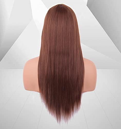 EALGA EALGA Brown Auburn Wig Lace Front Wigs for Women, Straight Hair Light Brown Wig with Baby Hair, Glueless,Middle Part, Shoulder Length 20 inch Red Head Wig EALGA-021