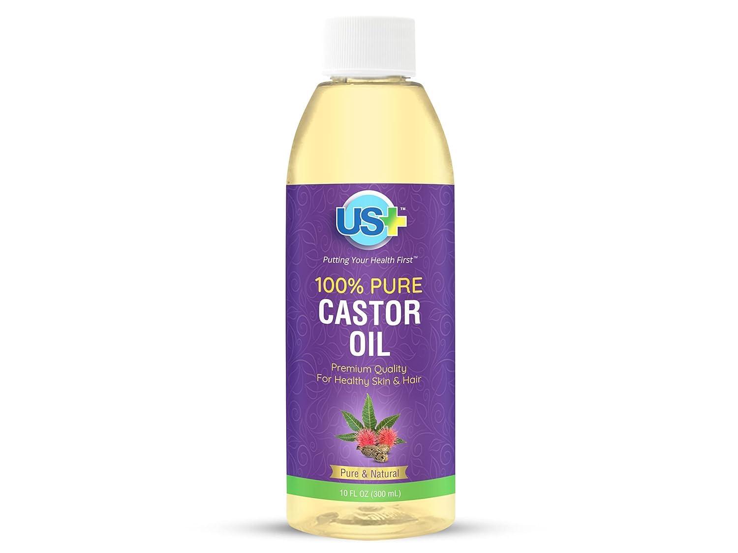 Us+ Us+ 10oz 100% Pure Castor Oil - Cold-pressed, Unrefined, Hexane-free - USP Grade - Premium Quality for Healthy Skin & Hair